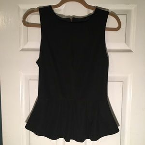 Black Peplum Sleeveless Blouse